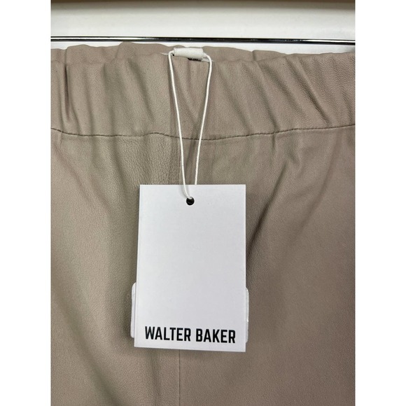 Walter Baker Lori Leather Flare Leg Elastic Waist Pant Women's Dove Size: S NWT - Picture 5 of 9